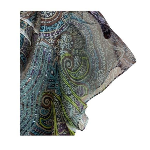 One World Sheer Romantic Embellished Blouse    size Small ~  LIKE NEW - Picture 4 of 6